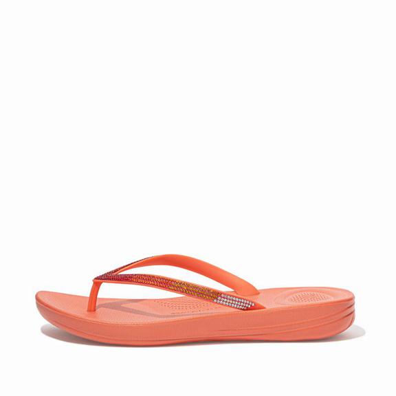 FitFlop Women's IQUSHION Rubber Flip Flops - Coral Pink (FNGVU-3217)